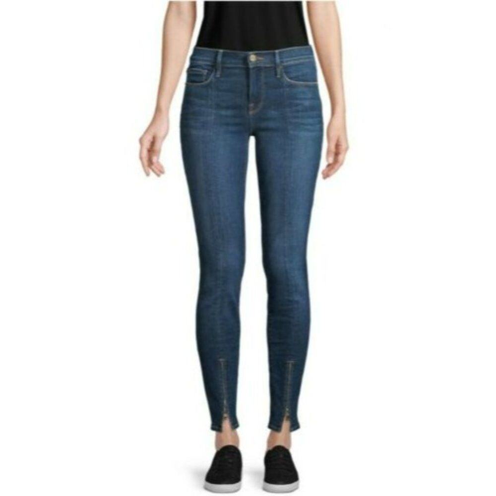 Frame Le Skinny de Jeanne Jeans Denim Skinny Napa Zipper‎ Hem Size 28 Stretch